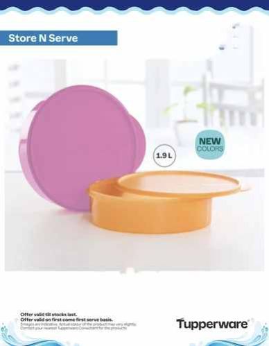 2L Tupperware Store N Serve Round Plastic Box