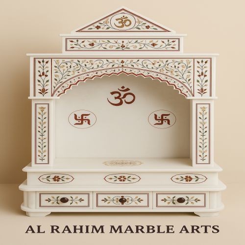 Hand Carved Floral Inlay Marble Home Temple