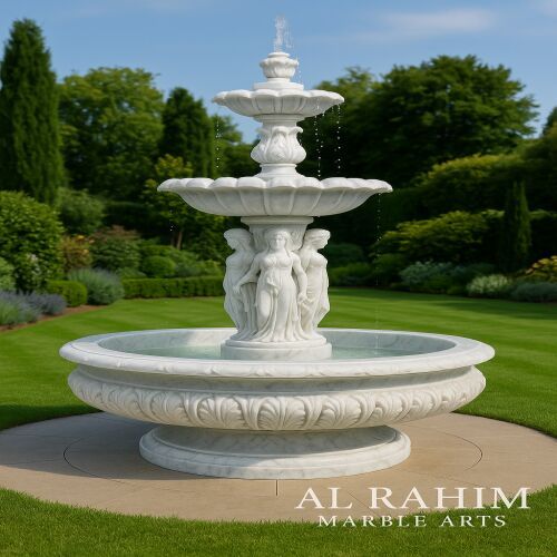 Carved Romen Lady White Marble Fountain for Outdoor