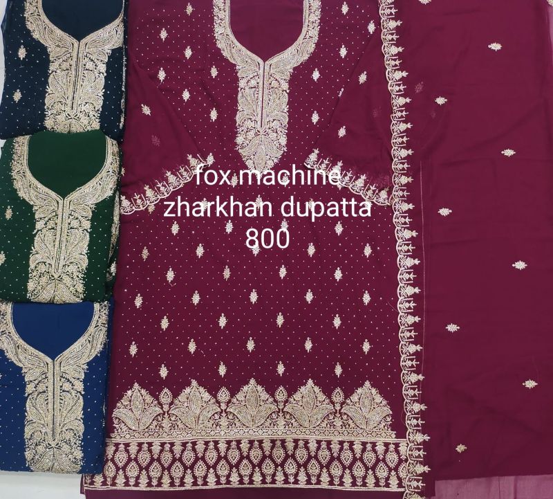 Embroidered Multicolor Fox Machine Jarkan Suits