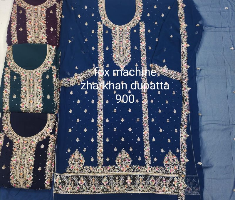 Ladies Multicolor Fox Machine Jarkan Suit with Dupatta