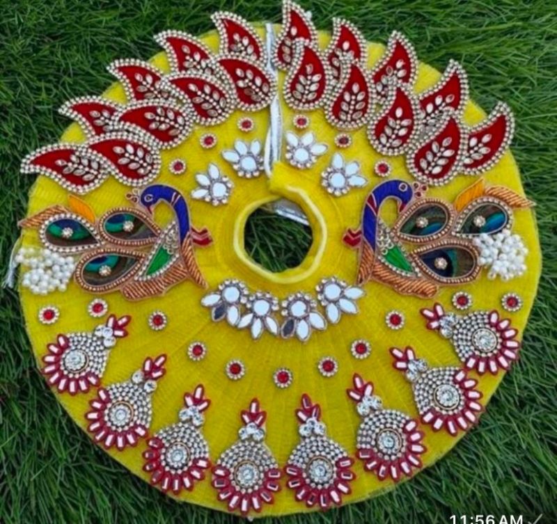 Designer Yellow Peacock Feature Laddu Gopal Dress