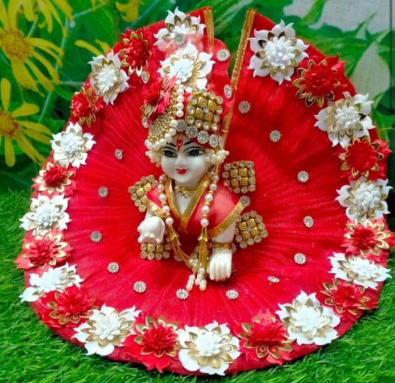 Laddu Gopal Flower Design Poshak With Pagdi