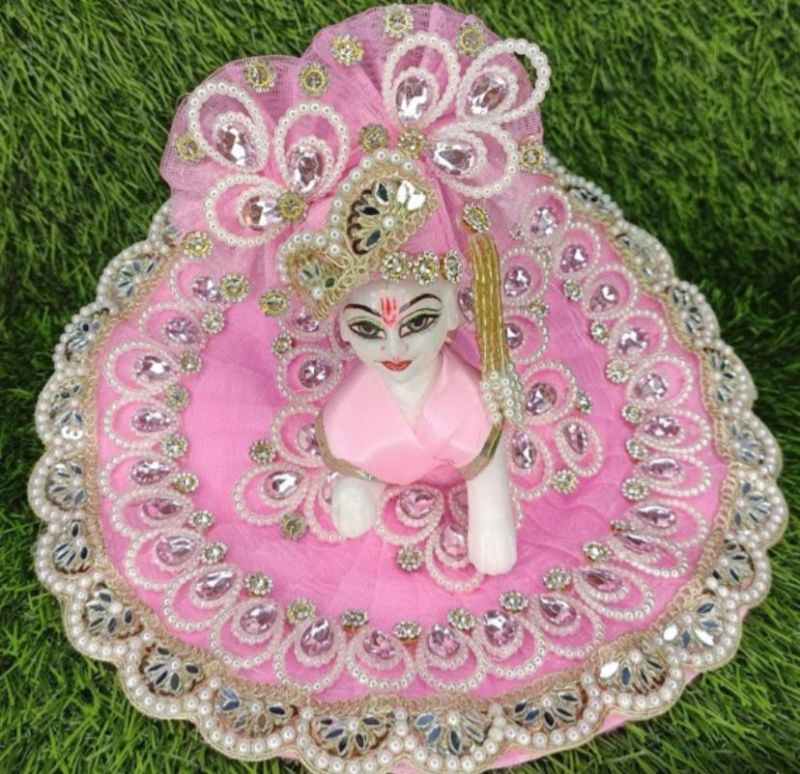 Pink Laddu Gopal Stone Work Dress With Pagdi