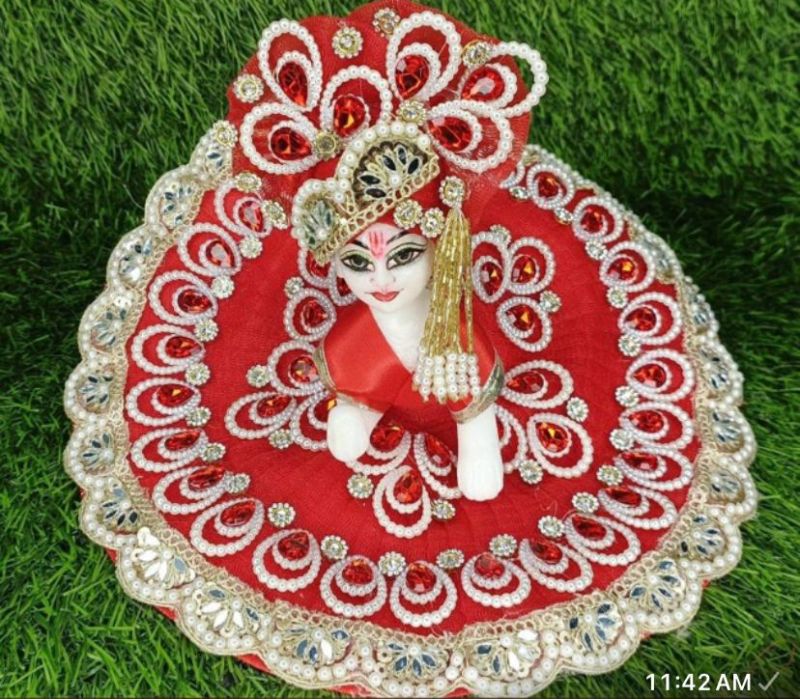 Red Embroidered Laddu Gopal Dress with Pagdi