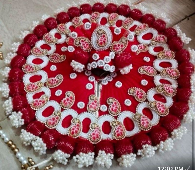 Red Laddu Gopal Designer Dress With Pagdi