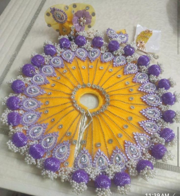 Yellow Heavy Latkan Laddu Gopal Dress with Pagdi