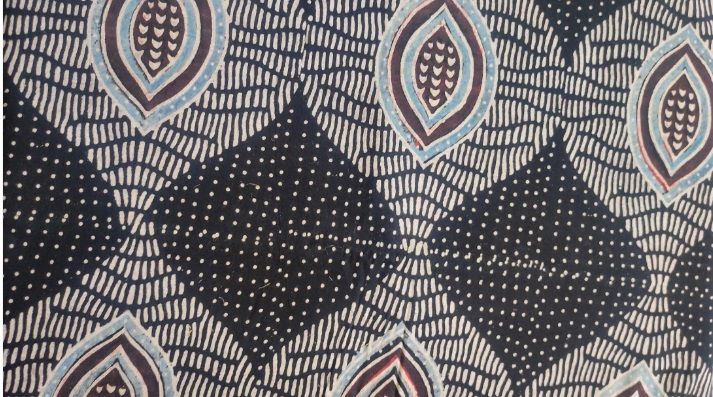 Black Ajrakh Hand Block Printed Cotton FABRIC-HF6388