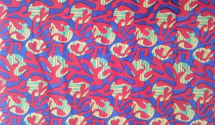Blue Red Printed Cotton FABRIC-HF6393