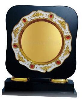 Wooden Plaque with Circular Ornamental Frame