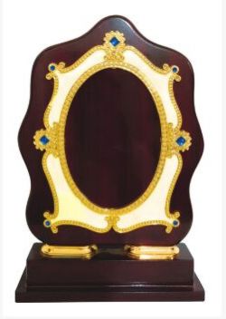 Wooden Plaque with Oval Ornamental Frame