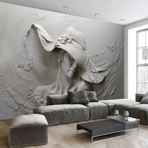 Non-Woven Interior And Exterior 5D Cafe Wallpaper