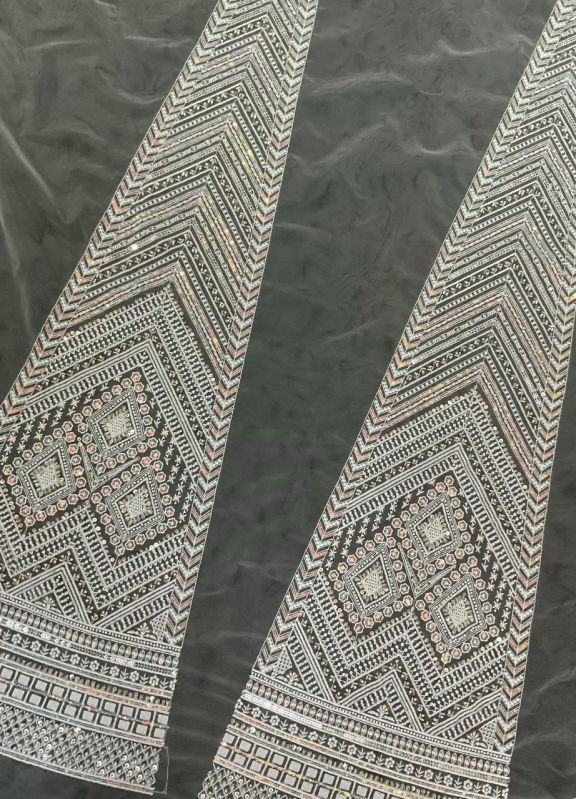 Dn-1 White Embroidery Georgette Kali Fabric