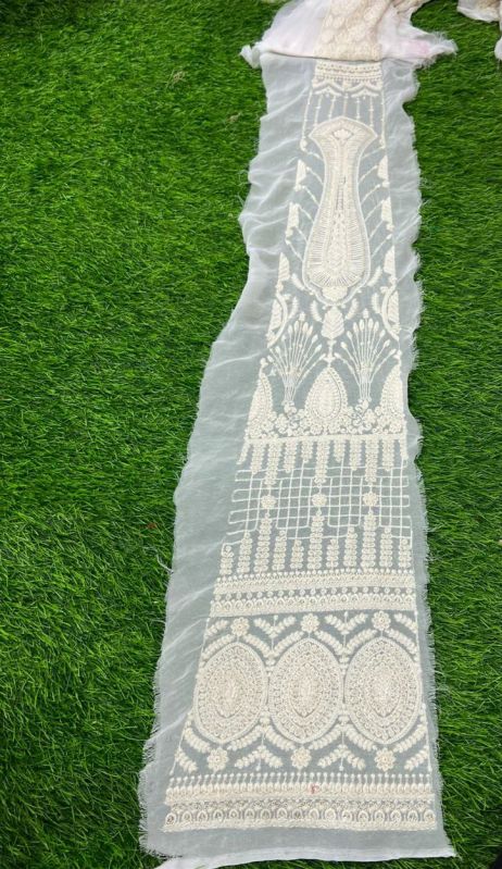 Dn-3 Lucknowi Embroidery Georgette Kali Fabric