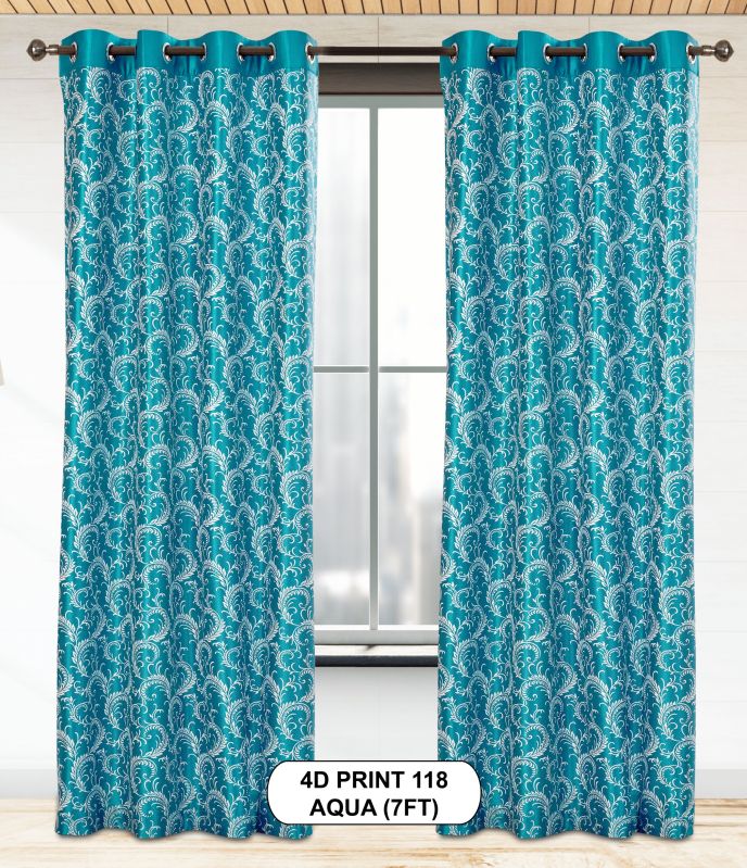4d Print 118 Aqua Luxurious light-filtering Elegance Curtains