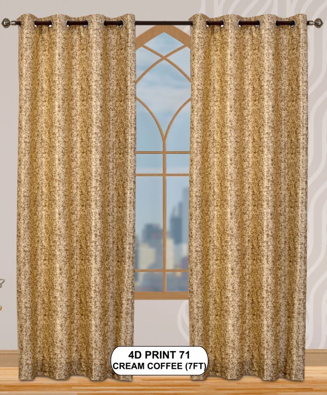 4d Print 71 Cream Coffee Curtains