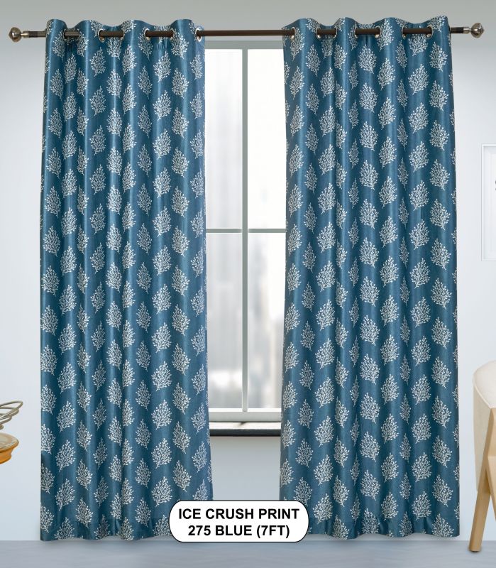 Ice Crush Print 275 Curtains-Blue | Light-Filtering Warp Knitted Elegance