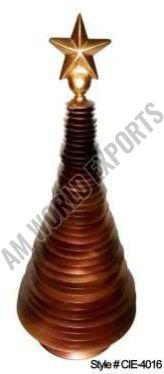 Bronze Metal Layered Christmas Tree Sculpture with Star Topper