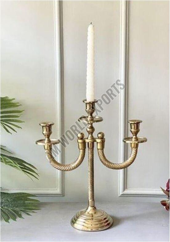 Classic 3 Arm Twisted Polished Golden Candelabra