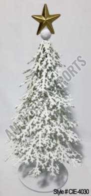 Frosted White Tabletop Christmas Tree with Gold Star Topper