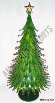 Green Metal Christmas Tree with Berries