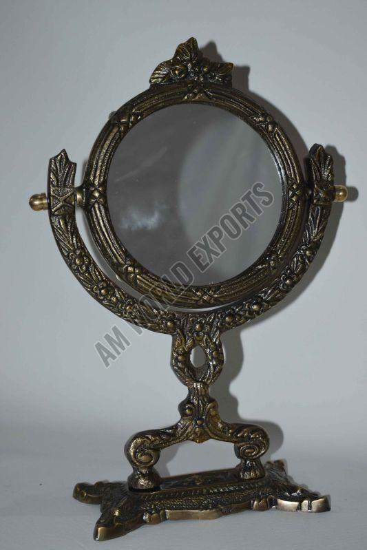 Ornate Antique-Style Round Vanity Mirror