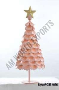 Iron Pink Stacked Leaf Christmas Tree, Color : Golden for Decorative