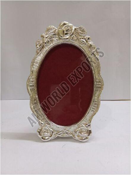 Silver Floral Oval Photo Frame
