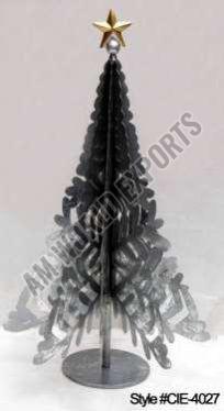 Silver Metal Snowflake Christmas Tree Sculpture with Golden Star Topper