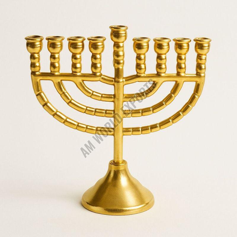 Traditional Golden Aluminum Menorah