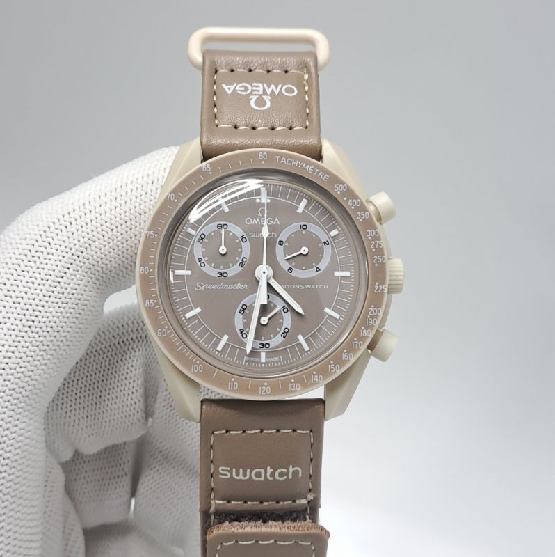 Omega Speedmaster Swatch Moonswatch Mission On Earth Brown Chronograph Swiss Watch
