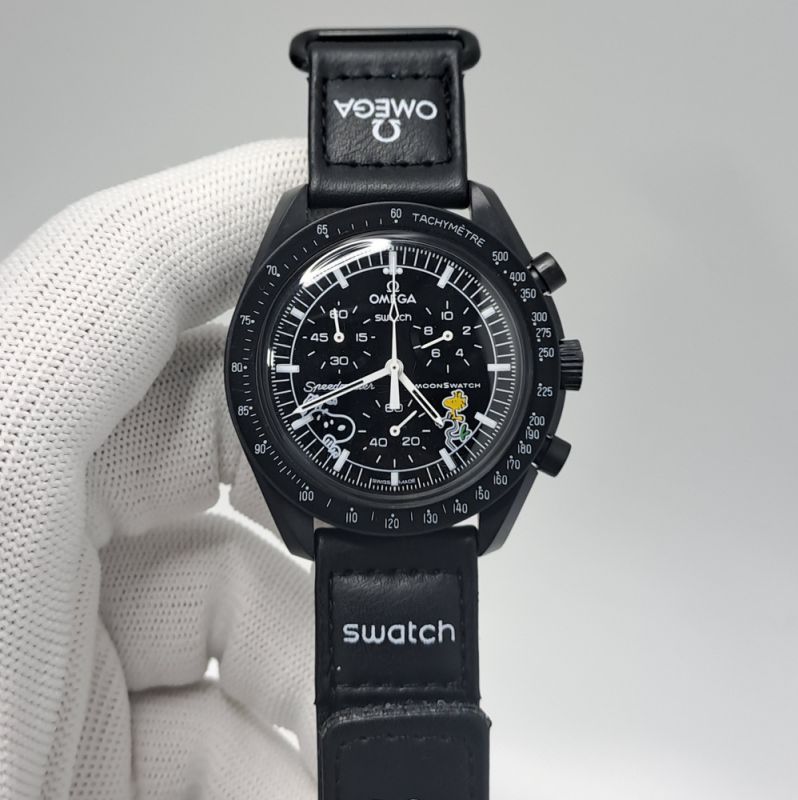Omega Speedmaster Swatch Moonswatch Mission To The Moon Black Edition Chronograph Swiss Watch