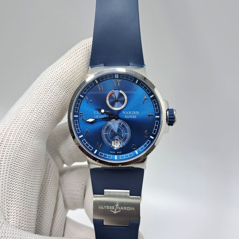 Ulysse Nardin Marine Steel Blue Dial Blue Rubber Strap Swiss Watch