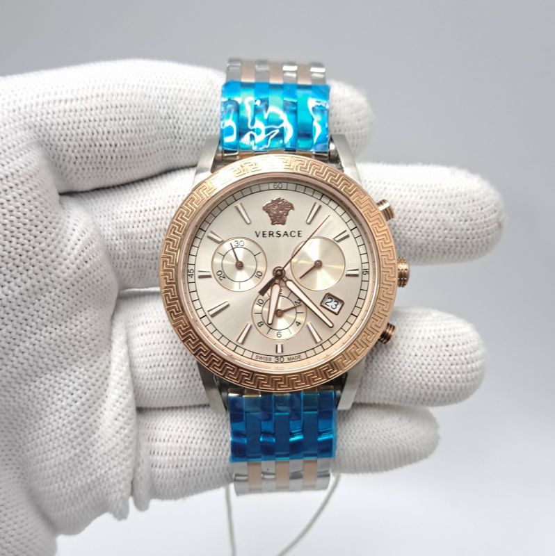 Versace Chronograph Dual Tone White Dial Store Quality Swiss Watch