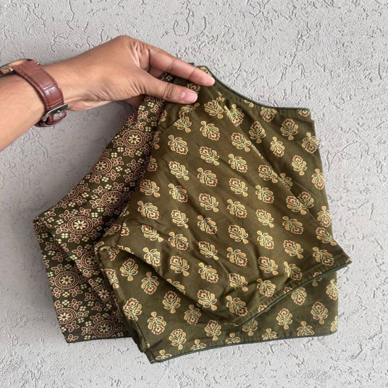 Pure Ajrakh Handblock Cotton Blouse