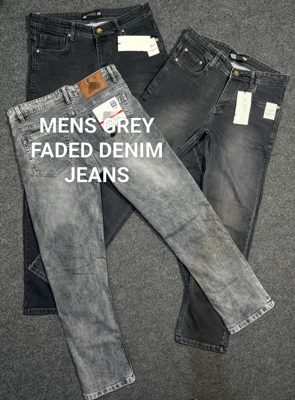 Men Grey Faded Denim Jeans