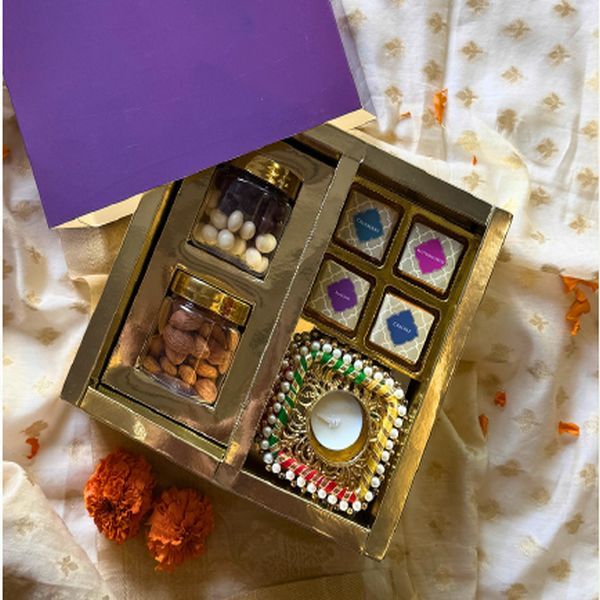 Diya & Almond Chocolate Delight Gift Box