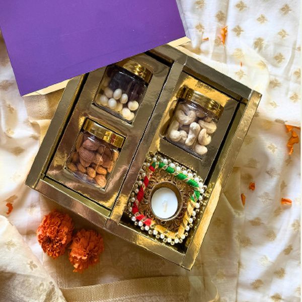 Diya And Nut Chocolate Gift Box