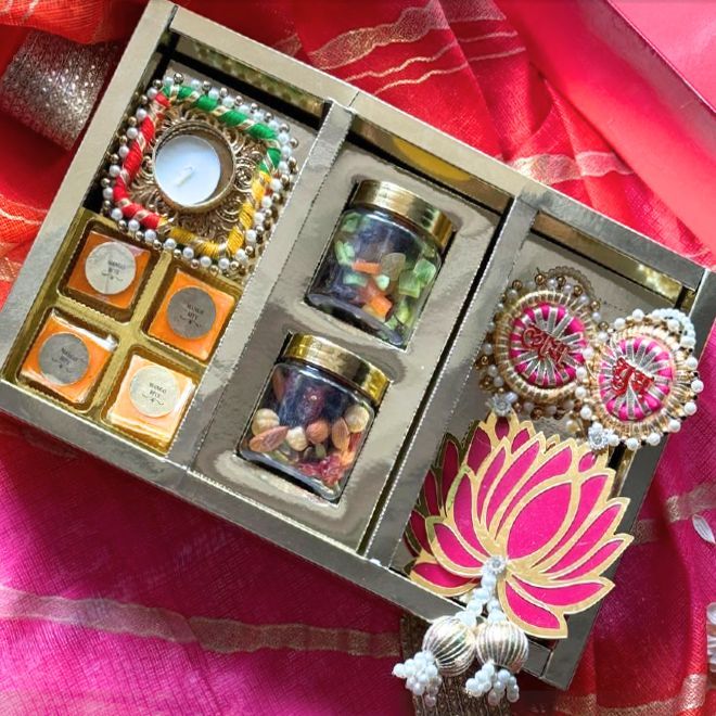 Shubh Labh Diya and Nut Chocolate Gift Box