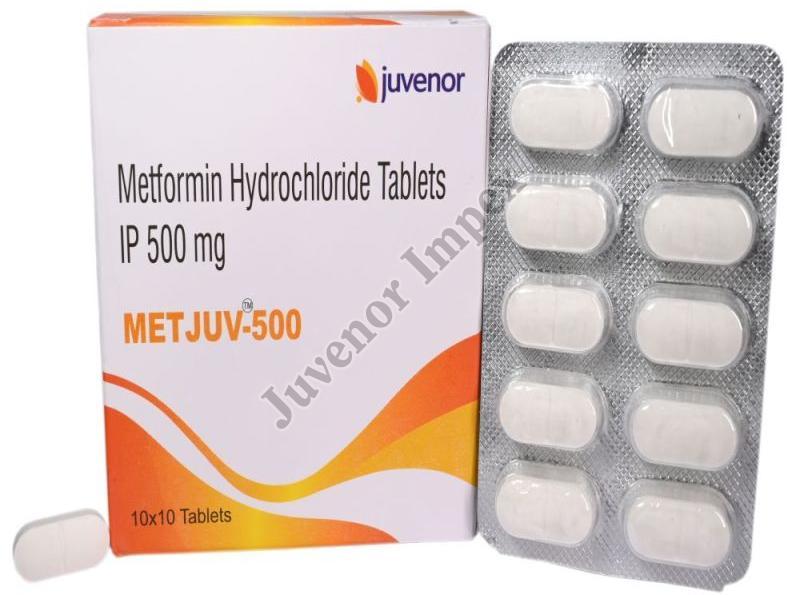 Metformin Hydrochloride 500mg Tablets, Brand Name : Metjuv-500