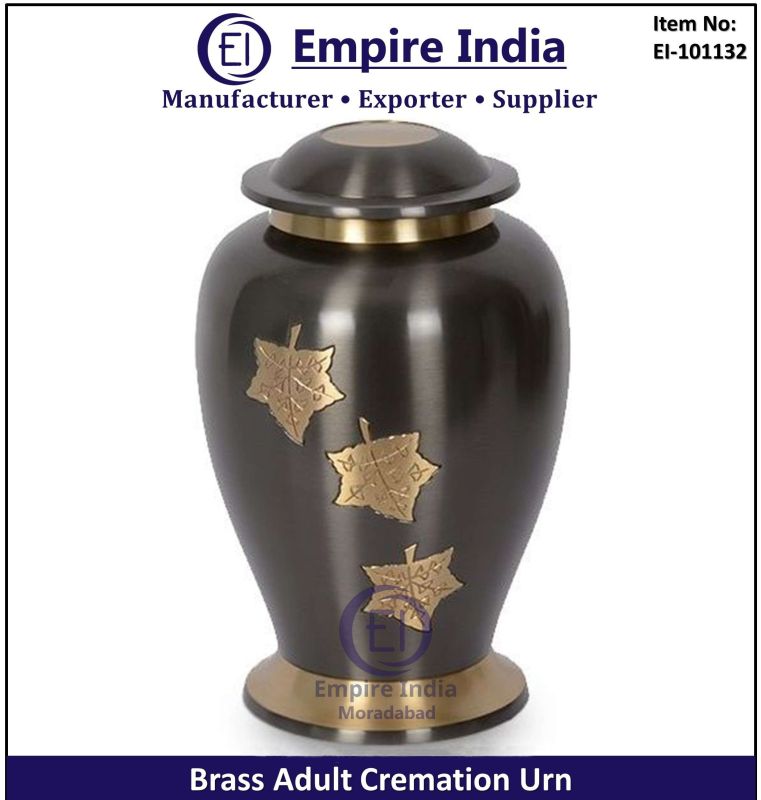 Black Gold Leaf Brass Adult Cremation Urn