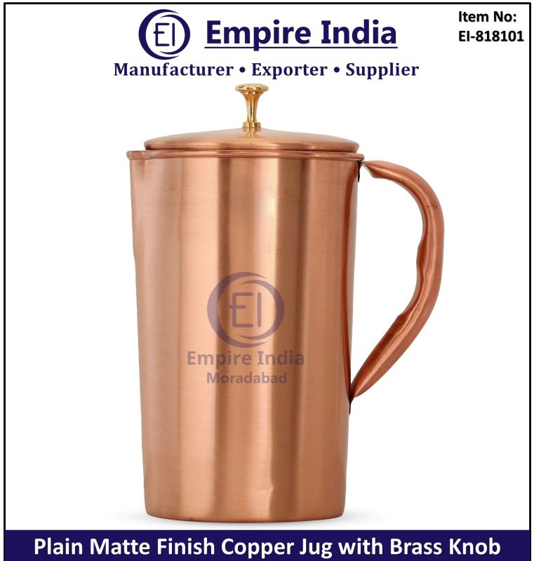 Plain Matte Finish Brass Knob Copper Jug