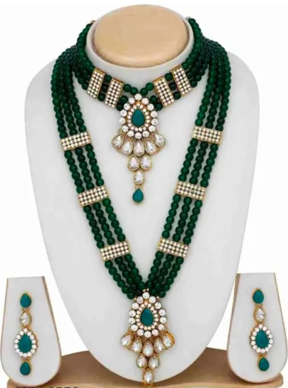 Regal Green Stone & Kundan Bridal Set