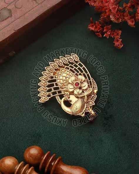 Antique Finish Stone Studded Brooch