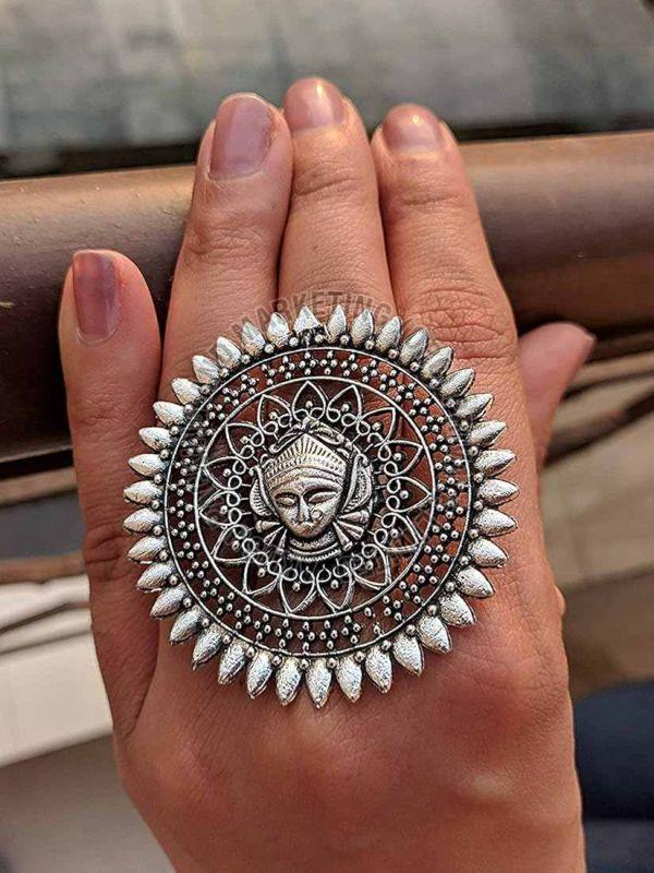 Antique Oxidized Silver Adjustable Ring