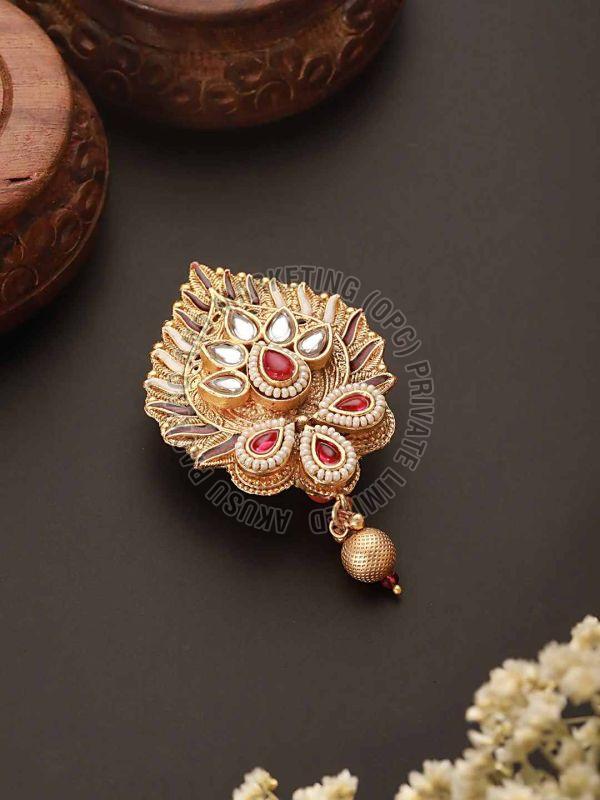 Traditional Kundan Work Saree Brooch