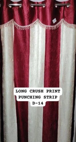Long Crush Print Punching Strip Readymade Curtains