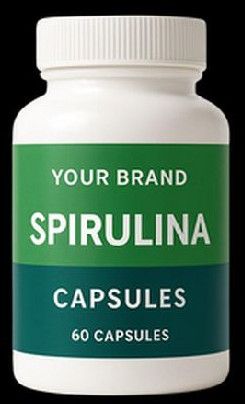 Herbal Spirulina Capsules, Color : Green, Packaging Type : Bottle