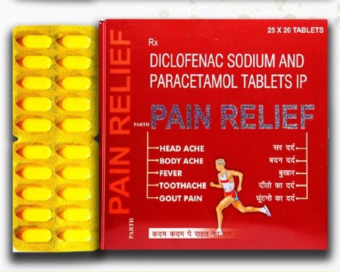 Yellow Parth Pain Relief Diclofenac Sodium and Paracetamol Tablets