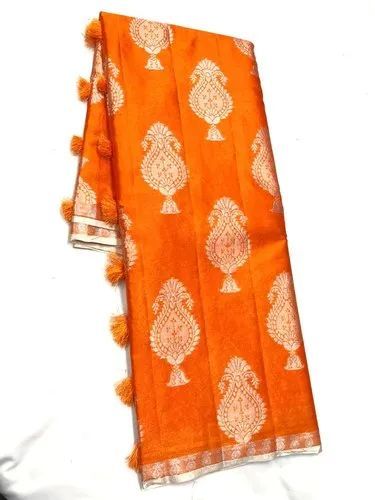 Festive Wear Orange Silk Saree